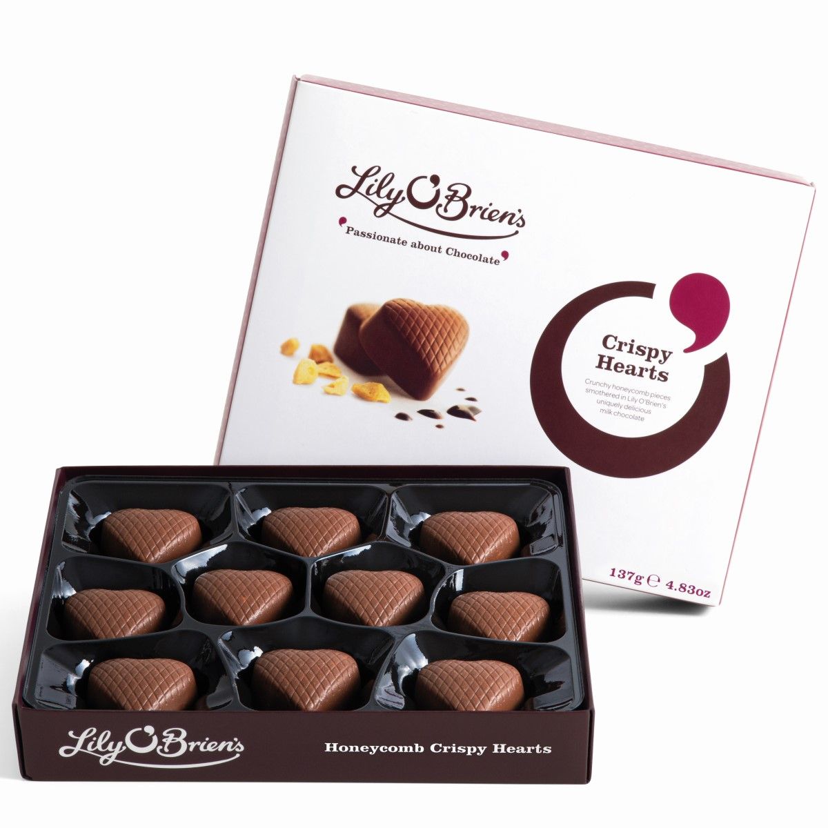 Lily O'Brien's Honeycomb Crispy Hearts, 10 Chocolates, 137g