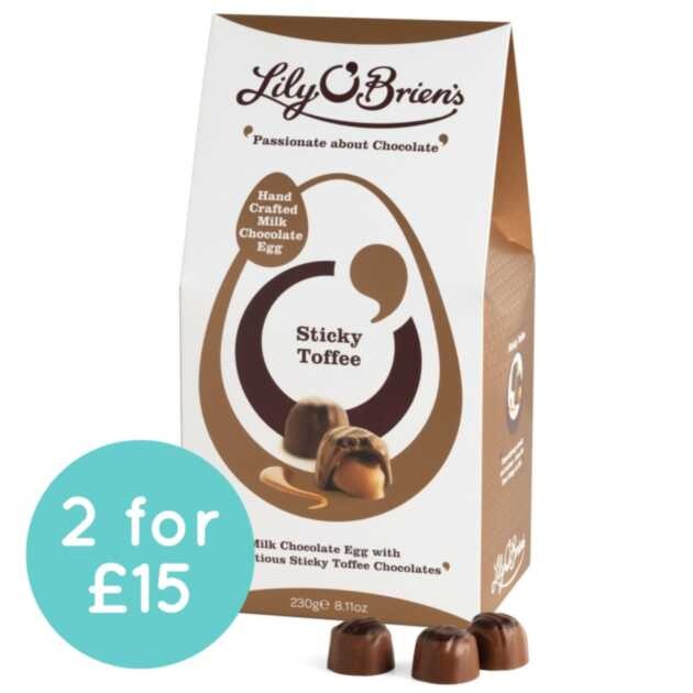 Hand Crafted Milk Chocolate Egg with Sticky Toffee Chocolates, 230g